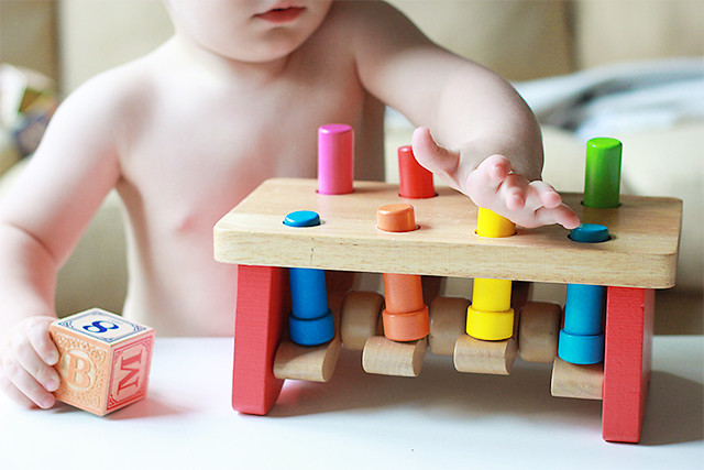 This is 18 months old: banging toys and blocks | A Girl Named PJ
