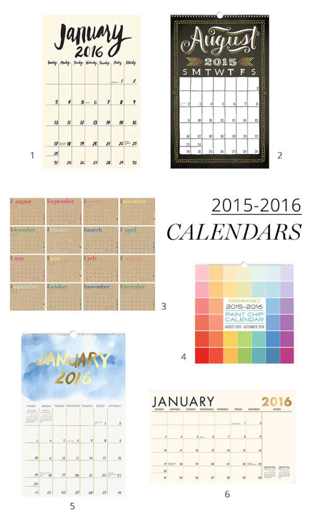 2015 - 2016 calendars from PaperSource