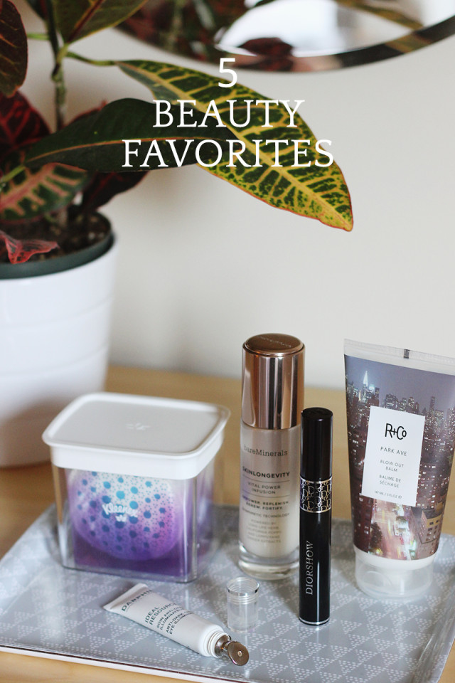 5 Beauty Favorites: Kleenex Facial Cleansing products, bareMinerals SkinLongevity, Diorshow Mascara, R and Co Blow Out Balm, Darphin Ideal Resource 