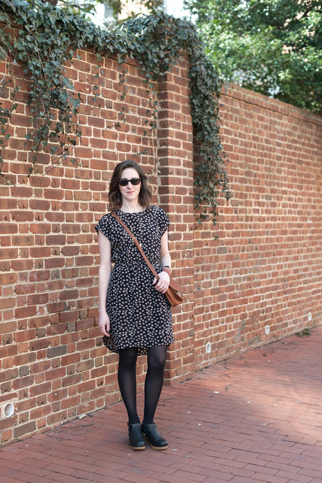 This Madewell spring dress will take you through summer if you swap the tights for bare legs and clogs.