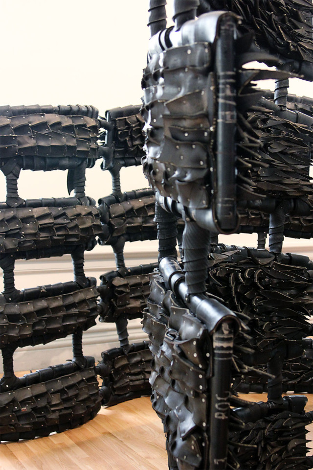 Recycled tires sculpture by Chakaia Booker at The Renwick Gallery Wonder exhibit on A Girl Named PJ