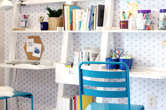 A shared mother-and-son workspace gets a major makeover. Learn 5 ways to upgrade your home office on A Girl Named PJ.