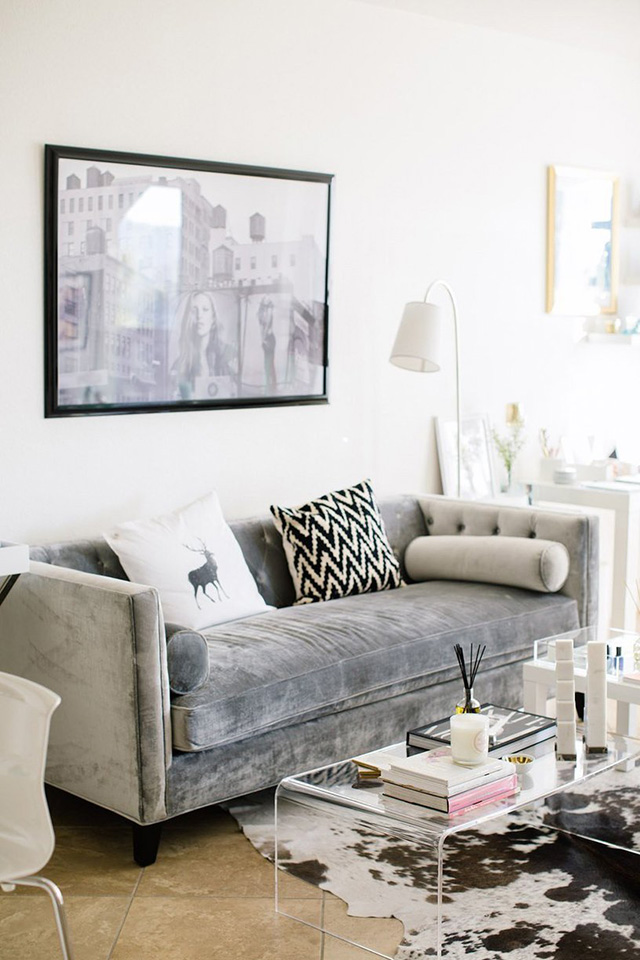 A Girl Named PJ living room inspiration: Clear acrylic coffee tables
