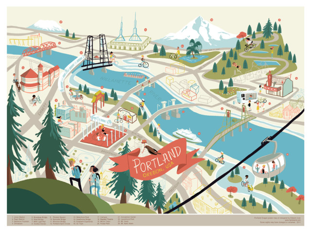 Three days in Portland: Illustrated map print